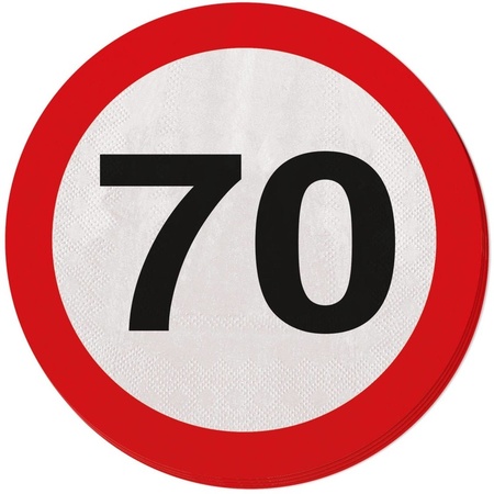 20x 70 years age party theme napkins traffic sign 33 cm round