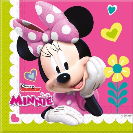 20x Papieren servetjes Minnie Mouse thema feestartikelen 33 x 33 cm