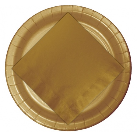 24x Gouden bordjes van karton 23 cm