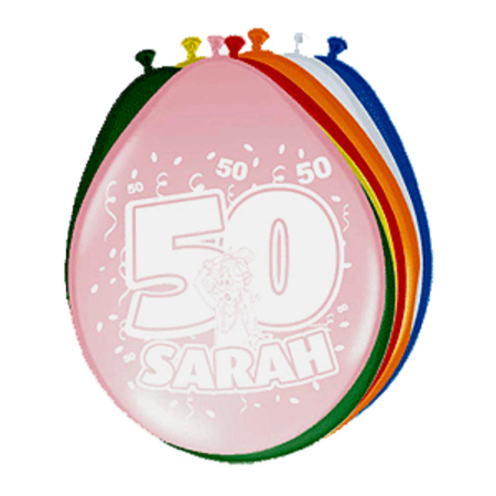 8x stuks Gekleurde ballonnen versiering 50 jaar