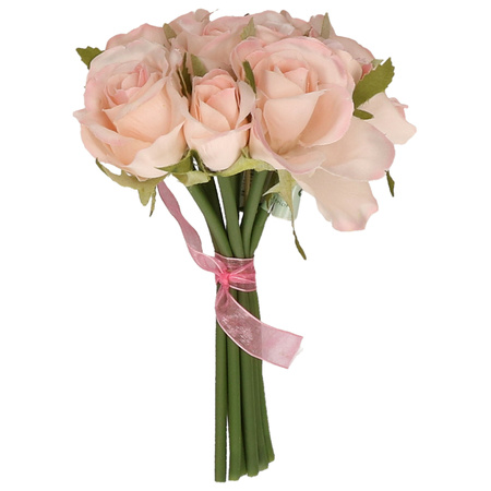 Luxe kunst boeket met roze roosjes