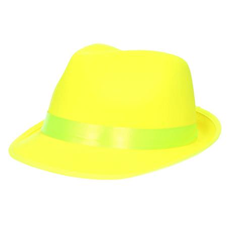 Carnaval verkleed hoed - neon geel - feestkleding - pet - volwassenen