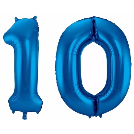 Blauwe folie ballonnen 10 jaar