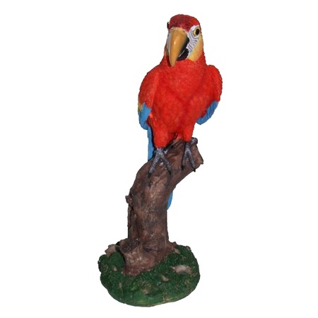 Rood beeldje papegaai 32 cm