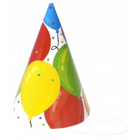 6x Verjaardag hoedjes ballonnen van papier