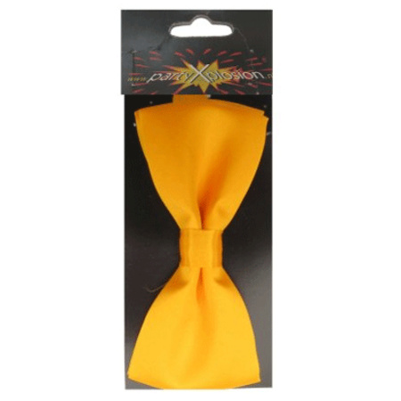 Carnaval/feest gele vlinderstrik/vlinderdas 14 cm verkleedaccessoire voor volwassenen