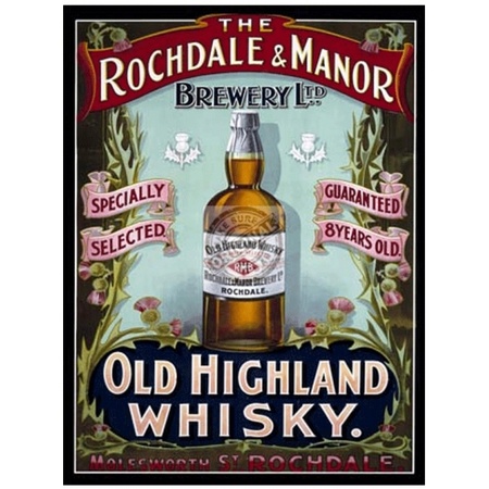Wandplaatje whiskey Rochdale en Manor