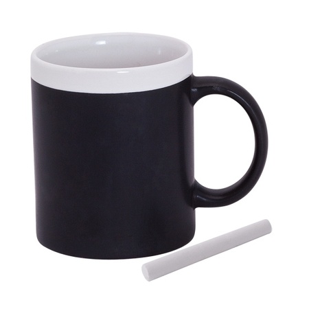 Beschrijfbare koffie/thee mok met krijtje wit
