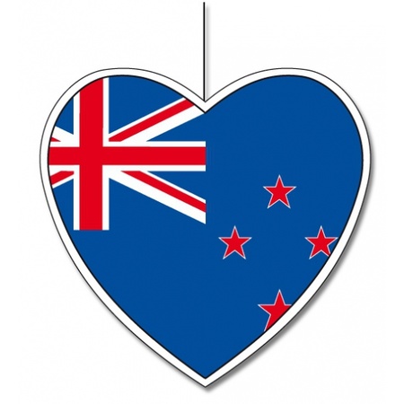 Hangdecoratie hartvormig Nieuw Zeeland 28 cm