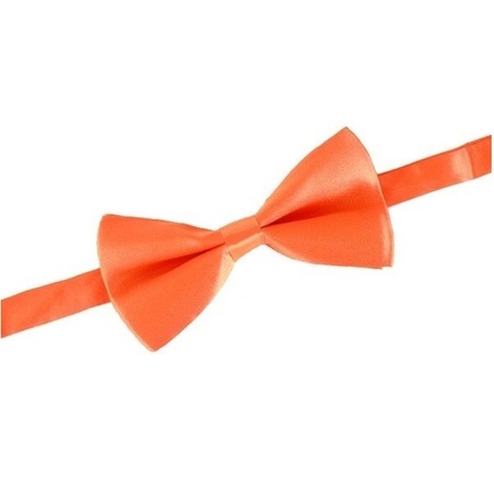 Carnaval/feest oranje vlinderstrik/vlinderdas 14 cm verkleedaccessoire voor volwassenen