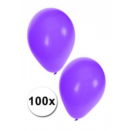 Paarse feest ballonnen, 100 st