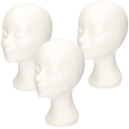 5 witte paspop hoofden van piepschuim