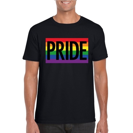 Homo shirt Pride regenboog vlag heren zwart