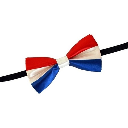 Carnaval/feest vlinderstrik/vlinderdas rood/wit/blauw 12 cm verkleedaccessoire voor volwassenen
