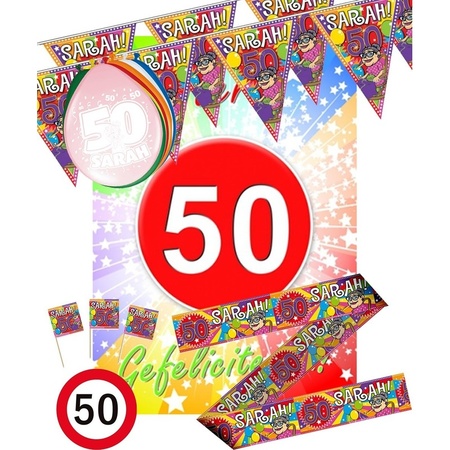 Feestpakket 50 jaar/Sarah thema - M - feestdecoraties