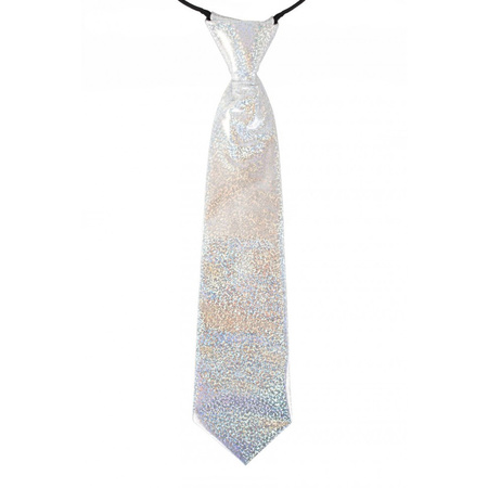 Zilveren glitter carnaval verkleed stropdas